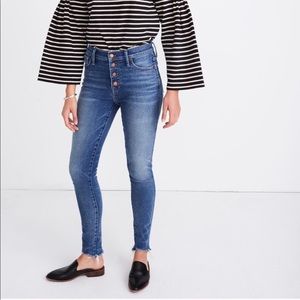Madewell 9” high- rise skinny jeans button front